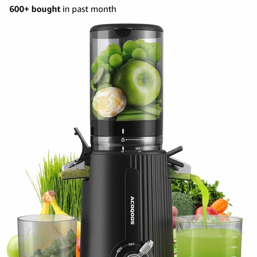 Soofoo Black Juicer with Glass Container